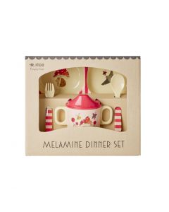 Rice Melamin Geschenkset Happy Forest Print Pink.