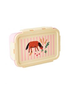 Lunchbox von RICE mit 3 Fächern Pink Farm Print.