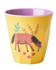 Rice Melamin Becher Pferd Print gelb.