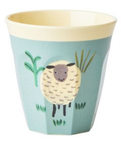 Rice Melamin Becher Schaf Print blau.