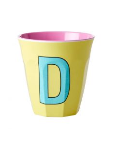 Rice Melamin Becher Buchstabe D gelb.