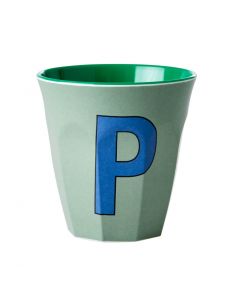 Rice Melamin Becher Buchstabe P olivgrün.