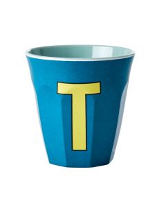 Rice Melamin Becher Buchstabe T blau.