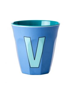 Rice Melamin Becher Buchstabe V blau.