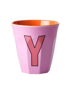 Rice Melamin Becher Buchstabe Y pink.